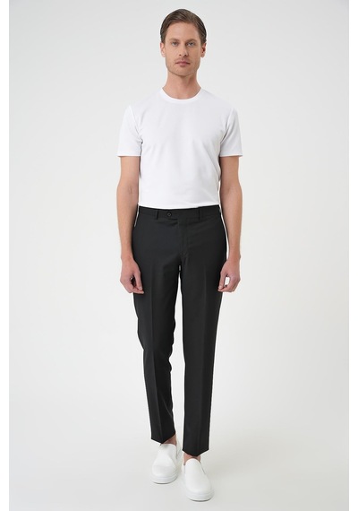 Efor Slim Fit Pilesiz Yün Klasik Siyah Kumaş Pantolon P 1191 Siyah