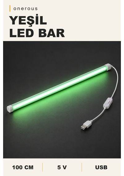 Onerous 100 Cm 5v Yeşil Led Bar, Anahtarlı, Usb, Yapışkanlı