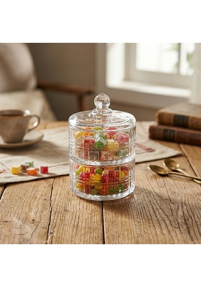 Home Collectıon Sdg1009b Chester Cam Kapaklı Şekerlik Ve Lokumluk 2 Katlı - 12'li Paket Diğer