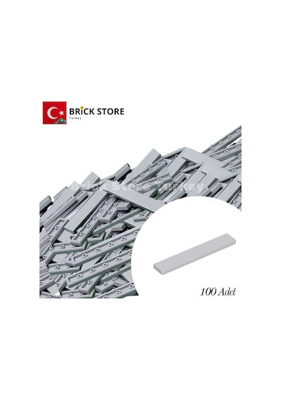 Yedek Parçalar, 100 Adet 1x6 Tile Düz Fayans Parçası, Açık Gri Light Bluish Gray ,6636
