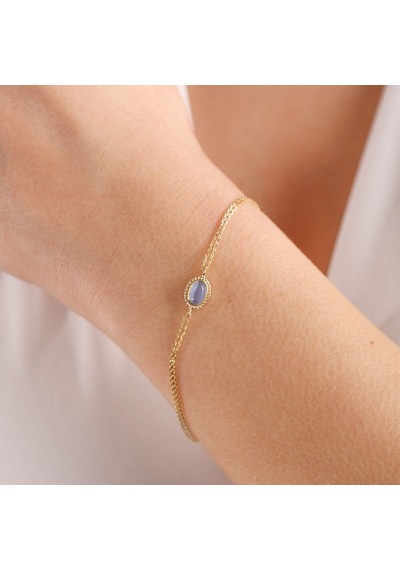 Altın Vintage Bileklik Opal Blue Sarı Altın