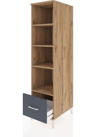 Kronos Dolap 4 Raflı Tek Çekmeceli 44x59x182 Çam-antrasit Atlas Çam