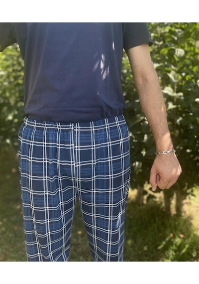 Erkek %100 Pamuk Cepsiz Beli Lastikli Pijama Altı Eşofman