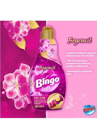 Bingo Soft Çamaşır Yumuşatıcı Konsantre 1440ml Begonvil Tekli