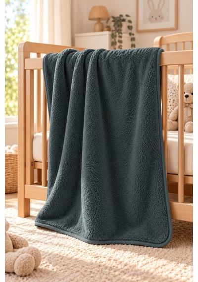 Senpai Wellsoft Bebek Çocuk Battaniyesi 100x150 CM Çift Taraflı Kundak Puset Örtüsü Yumuşak Antrasit