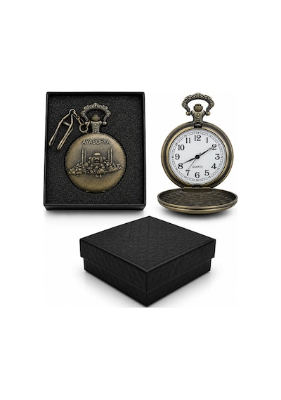 1 Adet Köstekli Saat Ayasofya Tasarımlı Cep Saati, Pocket Watch, 4 X 5 Cm
