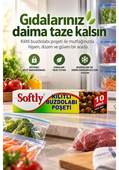 Kilitli Buzdolabı Poşeti - 10 Lu Paket - Orta Boy