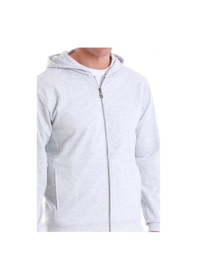 Hatemoğlu Gri Regular Fit Düz Pamuklu Fermuarlı Sweatshirt 34183024b001 420 Gri