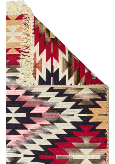 Red Multy Yıkanabilir Çift Taraflı Modern Desenli Dokuma Kilim