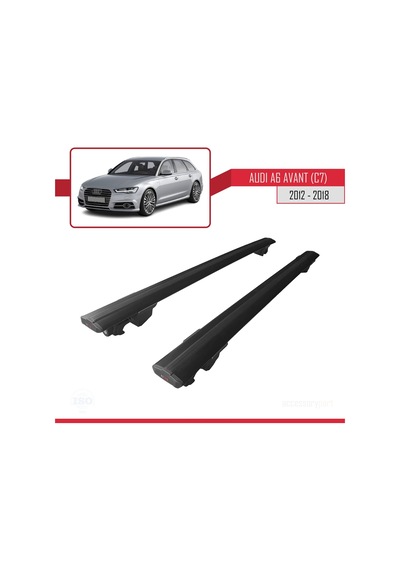 Audi A6 C7 Avant 2012-2018 Arası İle Uyumlu Hook Model Anahtar Kilitli Ara Atkı Tavan Barı Siyah
