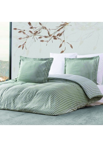 Maxstyle Bambu Çizgili Haki Çift Kişilik Nevresim Takımı Çok Renkli