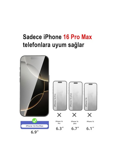 İphone 16 Pro Max 6.9" İle Uyumlu Kırılmaz Cam 3 Adet Temperli Şeffaf Ekran Koruyucu 3'lü Paket
