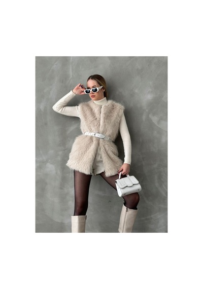 Verymoda Tüylü Yelek Vmf1567 Taş