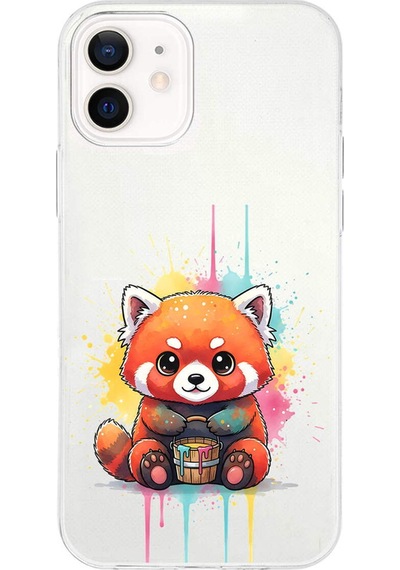 Apple Uyumlu iPhone 12 Mini İle  Splash Tilki Tasarımlı Şeffaf Silikon Kılıf 051k