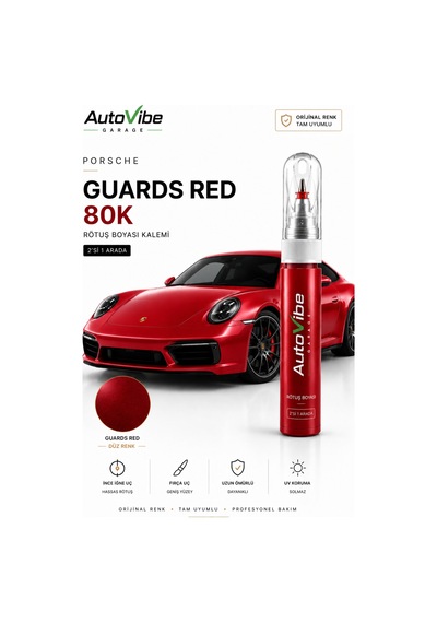 Porsche Guards Red Lm3a Rötuş Boya Kalemi 2'si 1 Arada  Renk Uyumlu
