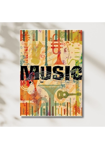 Vintage Müzik Esintisi Dekoratif Mdf Poster
