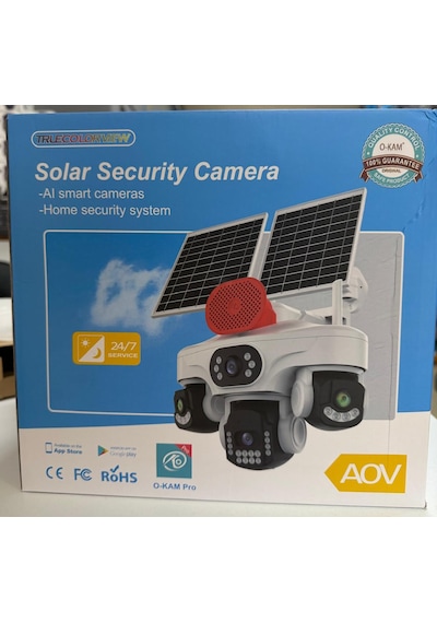 O-kam Ok337b Premium 12mp 4 Kameralı 4g Çift Solar Panel Aov Gece Görüş Sesli Konuşma Akıllı Kamera Turkcell Sim Kart