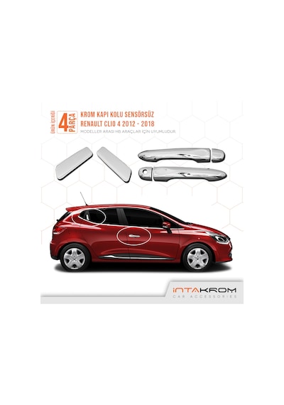 intakrom Renault Clio 4 Krom Kapı Kolu Hb - 4 Parça Sensörsüz 2012 - 2021