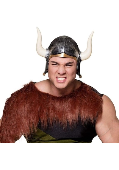 Mega Boynuzlu Viking Ivar Kaskı Eskitilmiş Desen Gümüş Renk Bx40 +0