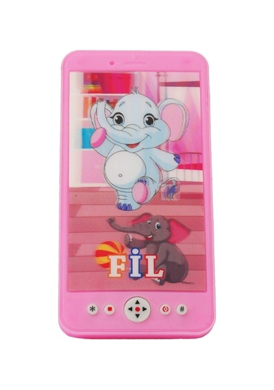 Oyuncak Pembe Telefon Sesli Pilli Fil Figürlü Oyuncak Telefon