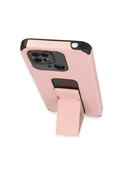 Jenerik Xiaomi Redmi 10c Kılıf Mega Standlı Silikon - Pudra