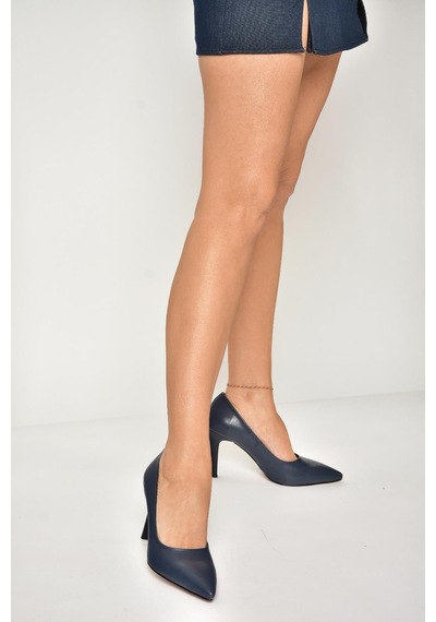 Fox Shoes U676082009 Lacivert İnce Topuklu Kadın Stiletto Ayakkabı Lacivert