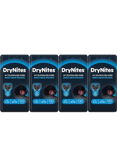 Drynites Emici Gece Külodu/bez Erkek 8-13 Yaş 30-48kg L 4pk 9 L