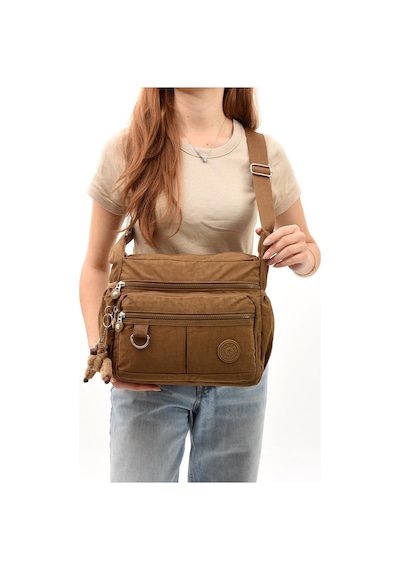 Çapraz Askılı Ultra Hafif Çok Cepli Bayan Omuz Çantası Taba Model: 571-6d - Taba