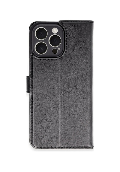 Apple iPhone Uyumlu 16 Pro Max Kılıf Trend S Plus Kapaklı Kılıf - Siyah Sıyah