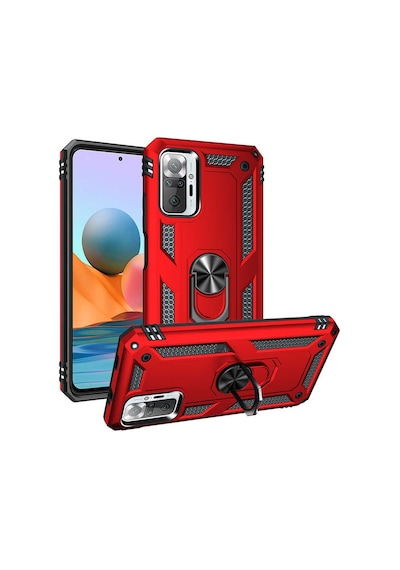 Xiaomi Redmi Note 10 Pro Kılıf Tank Zırh Yüzüklü Mıknatıslı Standlı Kapak Vega