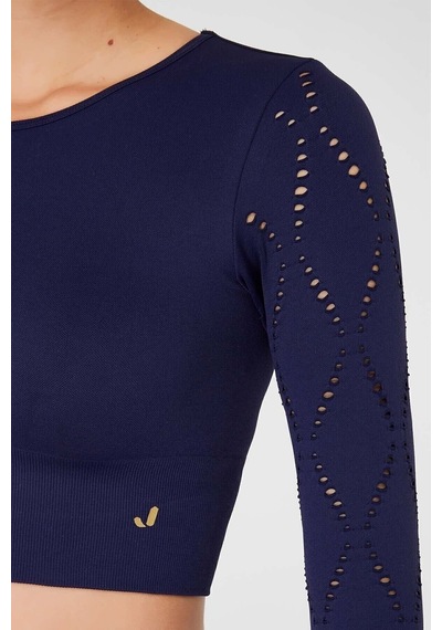 Jerf Naples Uzun Kol Crop Top Econyl Lacivert