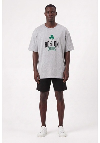 Lixa Günlük Spor Tişört Boston Celtics Gri Oversize 142394 SİYAH