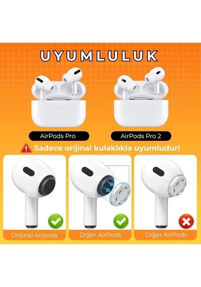 Airpods Pro Ve Pro 2.nesil Uyumlu Anc Delikli Üç Boyut Premium Yedek Silikon Kulaklık Uçları S