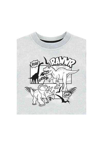 Denokids Rawr Dino Erkek Çocuk Sweatshirt -  Gri Melanj