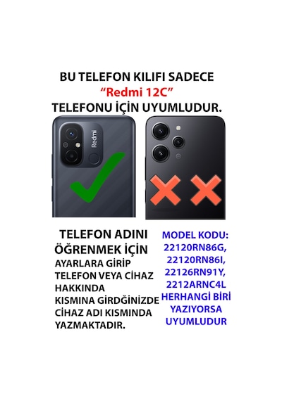 Redmi 12c Uyumlu Mavi Çizgili Sulu Boya Çiçek Baskılı Silikon Kılıf