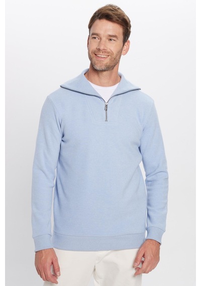 Tudors Unisex Relax Fit Rahat Kesim Fitilli Desenli Pamuklu Yarım Fermuarlı Mavi Dik Yaka Sweatshirt-31987 Mavi Tudors Unisex Relax Fit Rahat Kesim Fitilli Desenli Pamuklu Yarım Fermuarlı Mavi Dik Yaka Sweatshirt-31987 Mavi