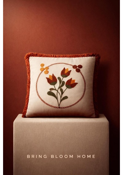 Premium Punch Nakış Kırlent 40 Cm X 40 Cm - 1 Adet Açık Beyaz Boyut