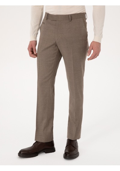 Cacharel Camel Slim Fit Yün Karışımlı Mikro Desenli Klasik Pantolon Kahverengi Cacharel Camel Slim Fit Yün Karışımlı Mikro Desenli Klasik Pantolon Kahverengi