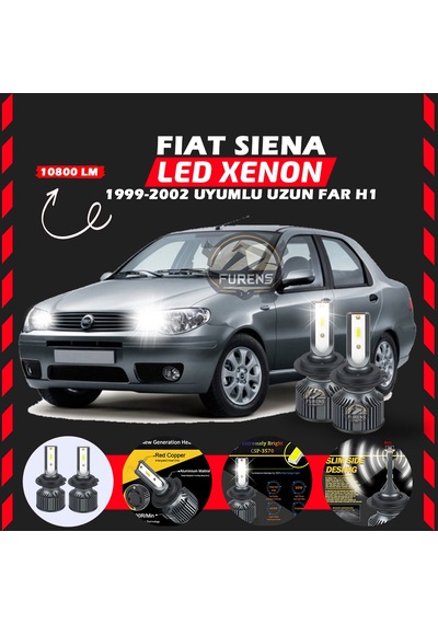 Fiat Siena 1999-2002 Uzun Far Uyumlu Şimşek Etkili Led Xenon Premium Series H1