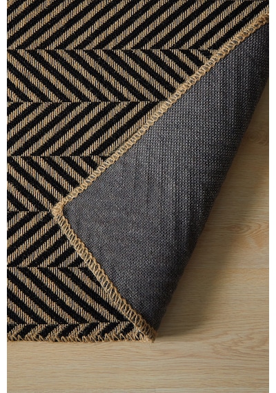 Ocean Home Textile Siyah Renk Balıksırtı Jüt Halı Kilim 120 X 180 Cm