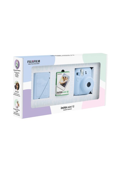 Fujifilm Instax Mini 12 Fotoğraf Makinesi + 10'lu Film + 28'li Mini Albüm Mavi