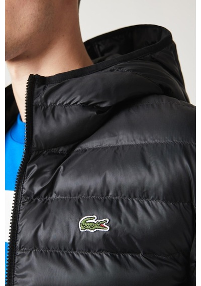 Lacoste Syntehic Fill Jacket Sabit Kapüşonlu Erkek Şişme Mont Siyah Siyah