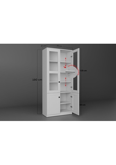 Lisa 4 Kapaklı Beyaz Vitrin - Kitaplık Ve Çok Amaçlı Dolap Çok Renkli