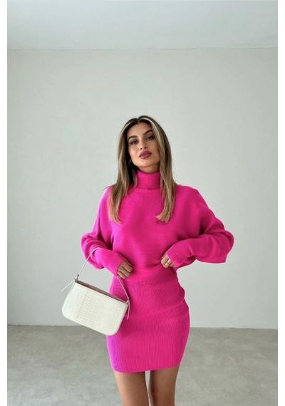 Rabia Çelik Kadın Pembe Balıkçı Yaka Parmak Geçirmeli Alt-üst Etek Kazak Takım Pembe Pembe Rabia Çelik Kadın Pembe Balıkçı Yaka Parmak Geçirmeli Alt-üst Etek Kazak Takım Pembe Pembe