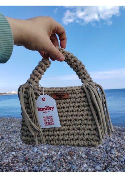 Lumifey Design Evergreen - Yosun Yeşili El Yapımı Chunky Örgü Çanta Açık Yeşil