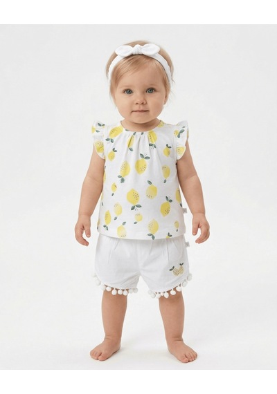 S-Mall Caramell Bebek Takımı - 3 Lü - Tkk6177 - Lemon - Beyaz Bej