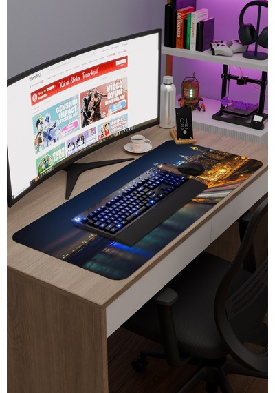 New York Amerika V4 90x40 Xxl Gaming Kauçuk Kaymaz Taban Mouse Pad Fare Altlığı