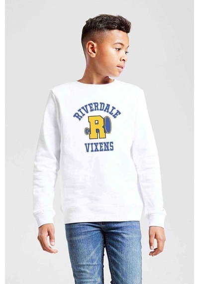 Tshirthane Riverdale R Vixens Baskılı Unisex Çocuk Beyaz Sweatshirt Beyaz
