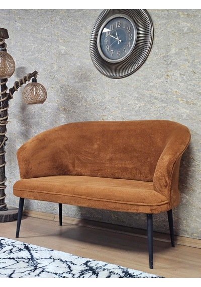 Zafir İkili Teddy Siyah Boyalı Sivriltme Ayak Çay Seti Koltuk İkili Berjer , Balkon, Salon, Ofis Kiremit