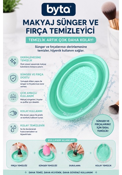 Makyaj Süngeri Ve Fırça Temizleme Aparatı Çok Yüzeyli Silikon Makyaj Fırçası Temizleme Pedi